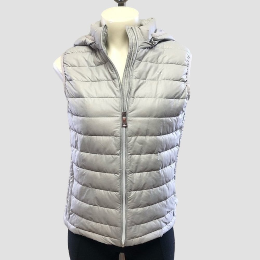 𝅺NWT  Calvin Klein Light Grey Hooded Puffer Vest Size Small